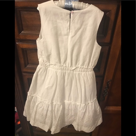 White dress with silver print and bow - Picture 4 of 4